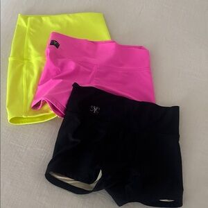 Bright Yellow High-Waisted Shorts and Cute Pink and Black Dance shorts. Bundle